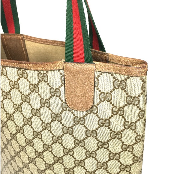 Gucci authentic brown monogram coated canvas tote bag - Picture 9 of 15